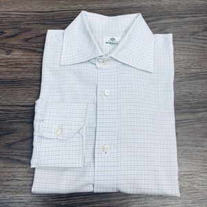 Borrelli White Grey & Blue Plaid Linen Shirt 16-32